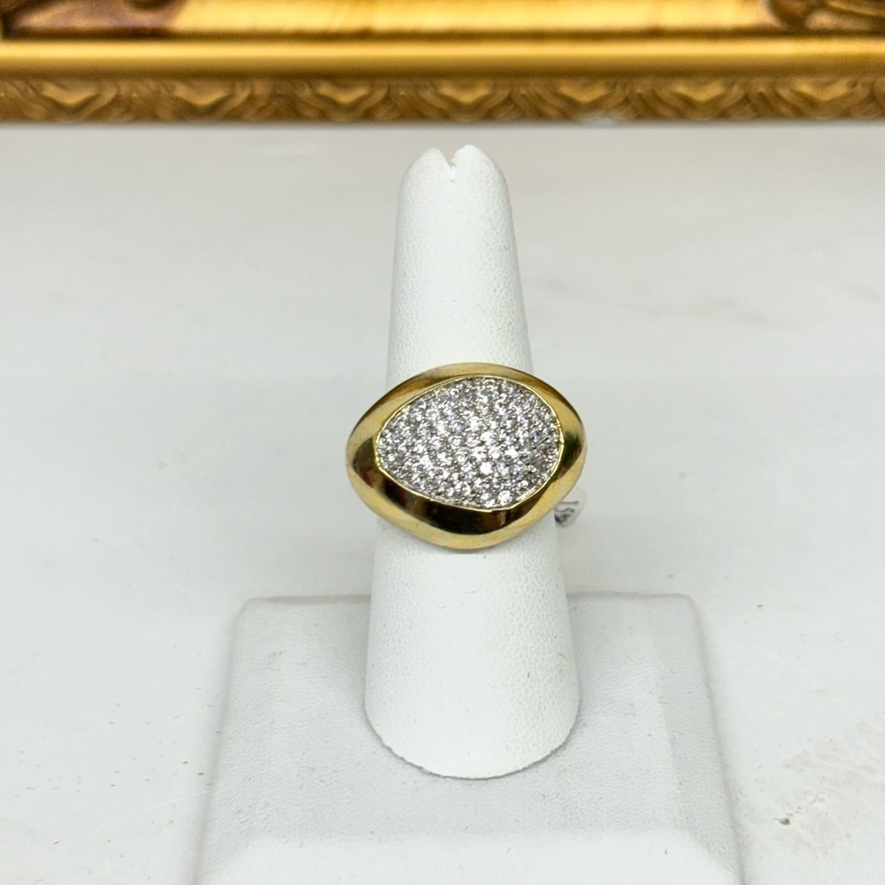 Seri Gold-Tone Stainless Steel Pave Crystal Statement Ring - Picture 3 of 3